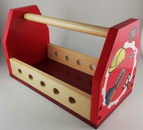 Narzędziowa drewniana skrzynka dla dzieci warsztat Wooden tool box for children Holzwerkzeugkasten für Kinder