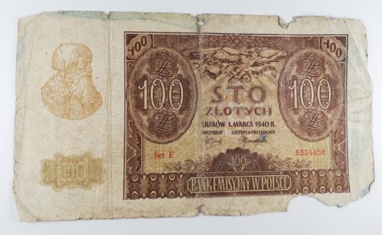 Stary Banknot kolekcjonerski Polska 100 zł 1940 RP