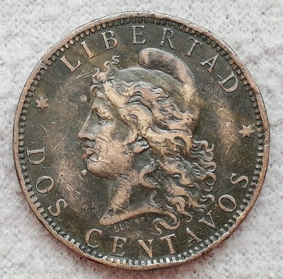 Stara moneta kolekcjonerska 2 centavos 1893 Argentyna