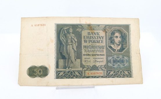 Stary Banknot kolekcjonerski Polska 50 zł 1941 - obrazek 2