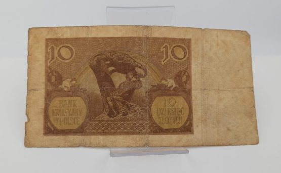 Stary Banknot kolekcjonerski Polska 10 zł 1940 - obrazek 3