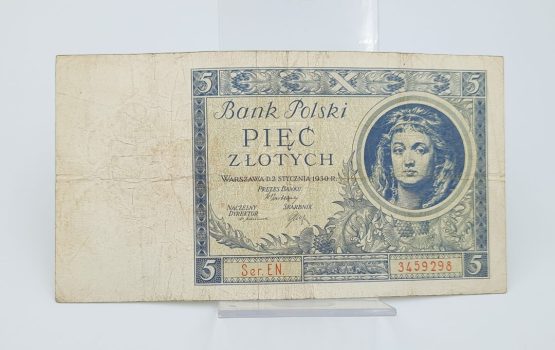 Stary Banknot kolekcjonerski Polska 5 zł 1930 - obrazek 2