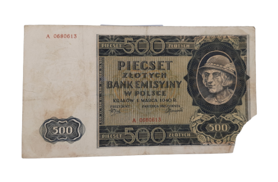 Stary Banknot kolekcjonerski Polska 500 zł 1940