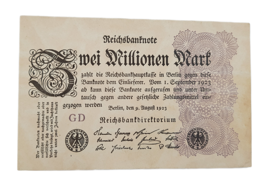 Stary Banknot Niemcy 2 miliony marek 1923