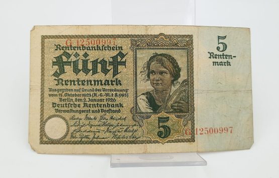 Stary Banknot kolekcjonerski Niemcy 5 marek 1926 - obrazek 2