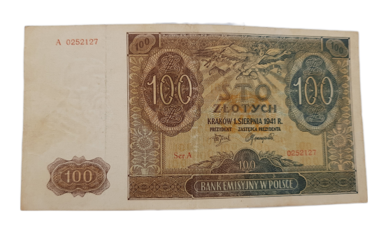 Stary Banknot kolekcjonerski Polska 100 zł 1941