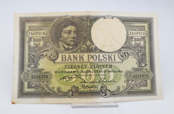 Stary Banknot kolekcjonerski 500 zł Polska 1919 - obrazek 2