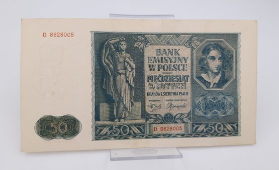 Stary Banknot kolekcjonerski Polska 50 zł 1941 - obrazek 2