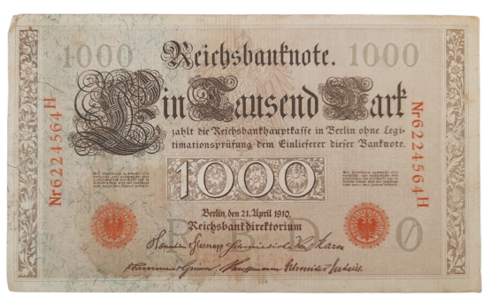 Stary Banknot Niemcy 1000 marek 1910