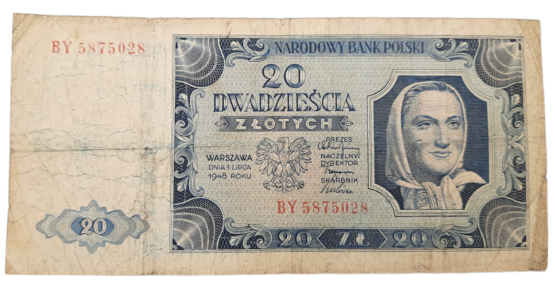 Stary Banknot kolekcjonerski Polska 20 zł 1948