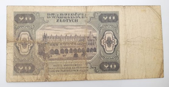 Stary Banknot kolekcjonerski Polska 20 zł 1948 - obrazek 3