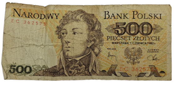 Stary Banknot kolekcjonerski Polska 500 zł 1982