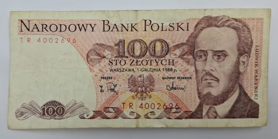 Stary Banknot kolekcjonerski Polska 100 zł 1988 - obrazek 3