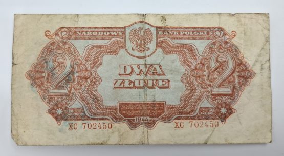 Stary Banknot kolekcjonerski Polska 2 zł 1944 - obrazek 3