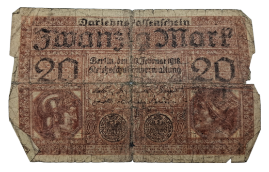 Stary Banknot kolekcjonerski Niemcy 20 marek 1918