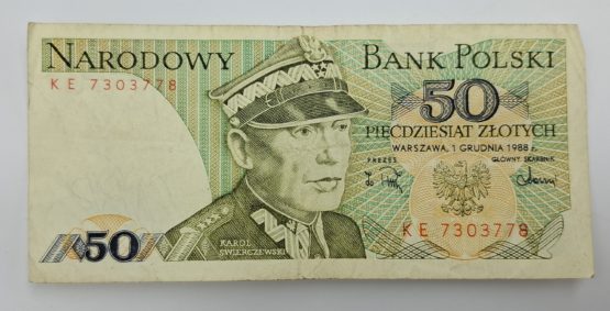 Stary Banknot kolekcjonerski Polska 50 zł 1988 - obrazek 3