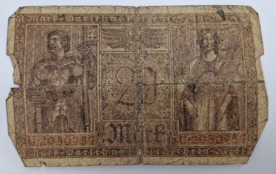 Stary Banknot kolekcjonerski Niemcy 20 marek 1918 - obrazek 3