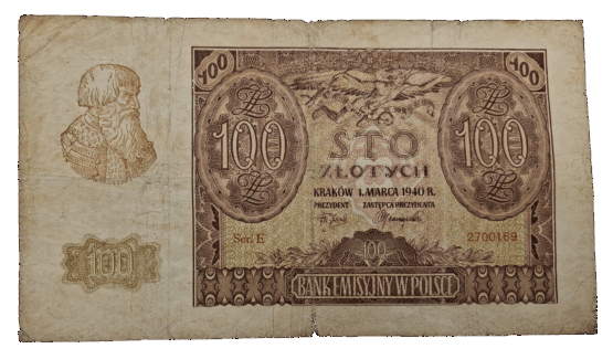 Stary Banknot kolekcjonerski Polska 100 zł 1940