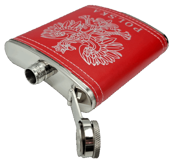 Piersiówka metalowa skórzana Polska Orzełek godło na prezent upominek - obrazek 4