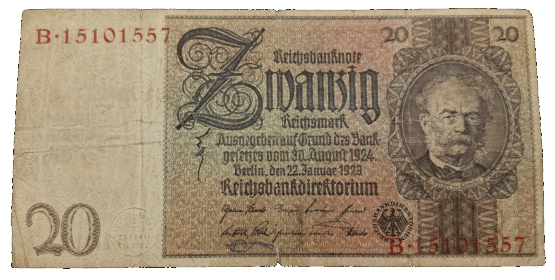 Stary Banknot Niemcy 20 marek 1929