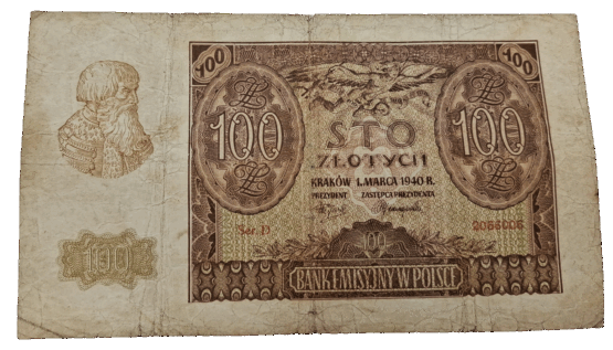Stary Banknot kolekcjonerski Polska 100 zł 1940