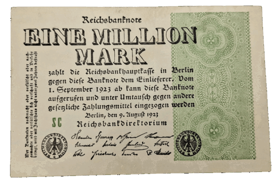 Stary Banknot Niemcy 1 milion marek 1923