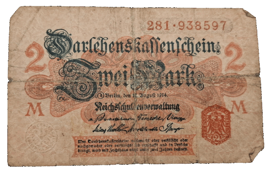 Stary Banknot kolekcjonerski Niemcy 2 marki 1914