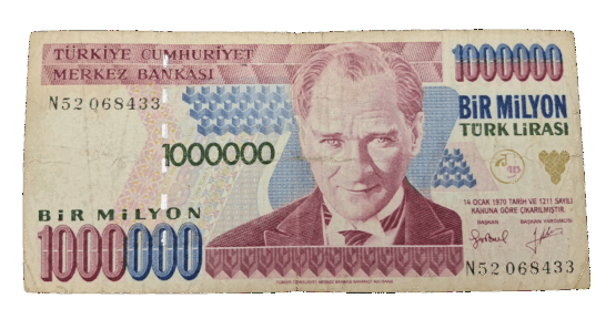 Stary Banknot Turcja 1 milion lira lirów 1970