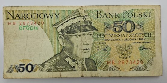 Stary Banknot kolekcjonerski Polska 50 zł 1988 - obrazek 2