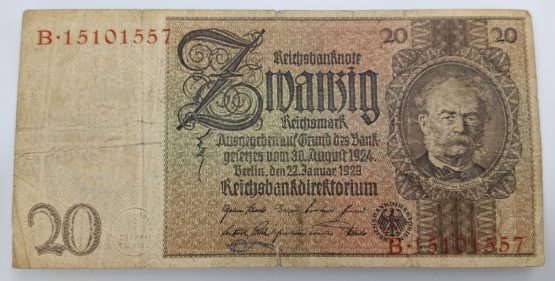 Stary Banknot Niemcy 20 marek 1929 - obrazek 2