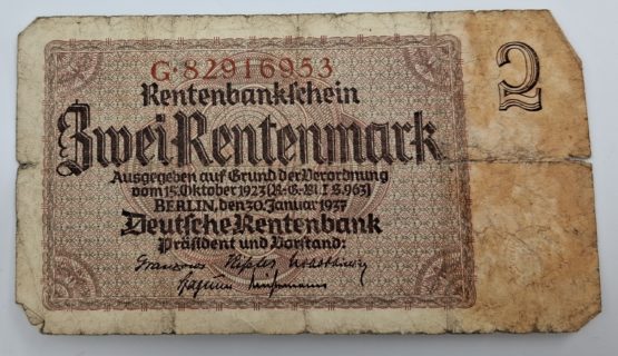 Stary Banknot kolekcjonerski Niemcy 2 marki 1937 - obrazek 2