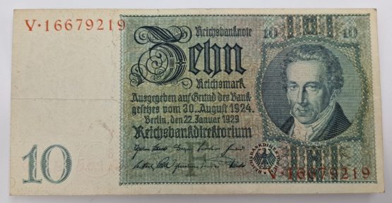 Stary Banknot kolekcjonerski Niemcy 10 marek 1929 - obrazek 2