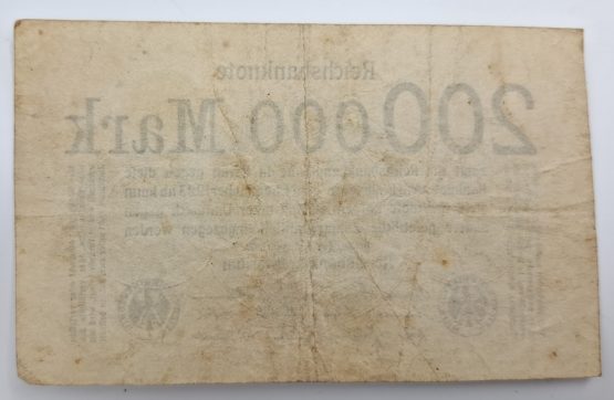 Stary Banknot kolekcjonerski Niemcy 200000 marek 1923 - obrazek 3