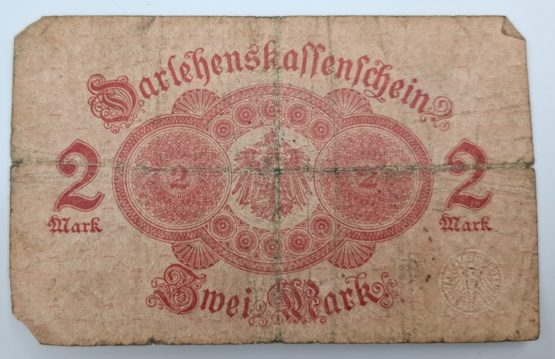 Stary Banknot kolekcjonerski Niemcy 2 marki 1914 - obrazek 3