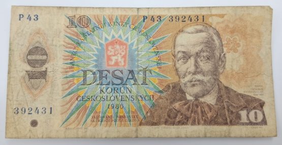 Stary Banknot kolekcjonerski Czechosłowacja 10 koron 1986 - obrazek 2