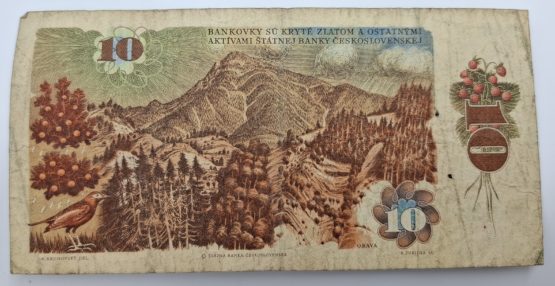 Stary Banknot kolekcjonerski Czechosłowacja 10 koron 1986 - obrazek 3