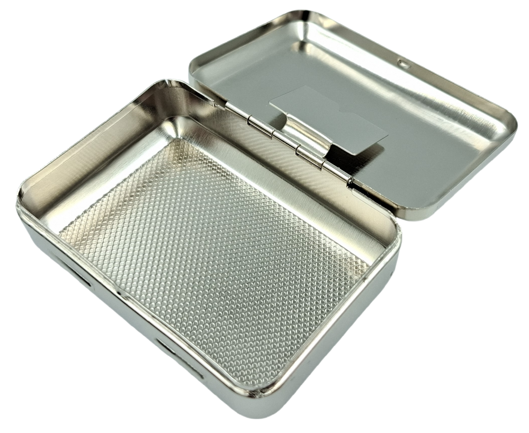 Elegancki metalowy pojemnik pudełko na tytoń susz na bibułki bletki - obrazek 3